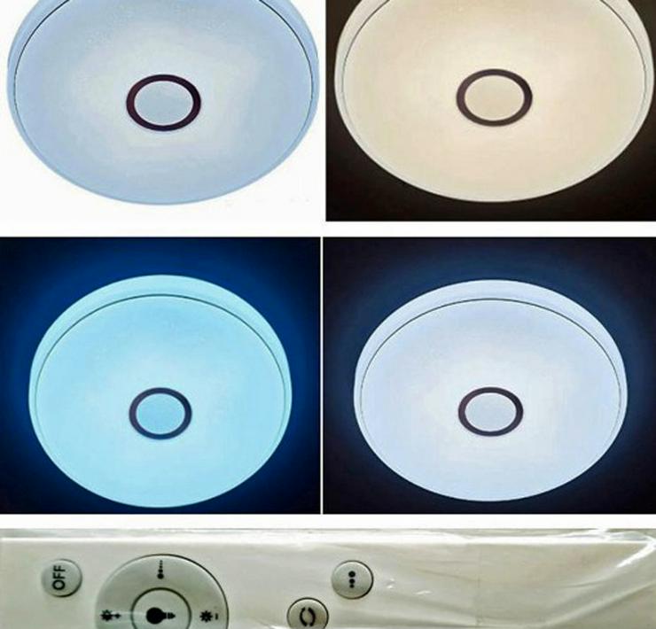 GLOBO Funk LED-Deckenleuchte EIN/AUS 70 cm Ø Chrom mit 8-Lichtfarben Modi & dimmbar! - Decken- & Wandleuchten - Bild 1