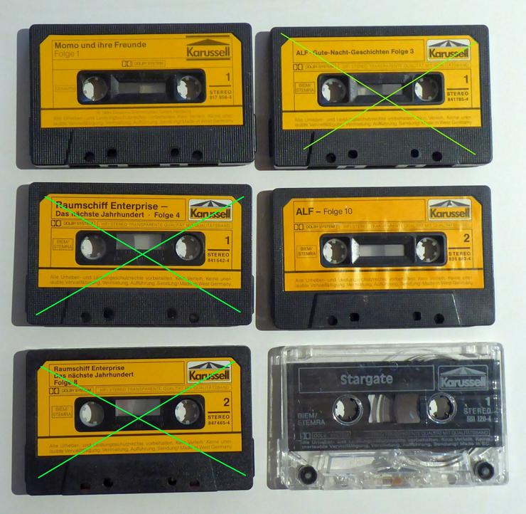 8  Karussell Hörspiel Audiokassette, ohne Hüllen, Preis 1,20-€/St. Vorhandene Titel: