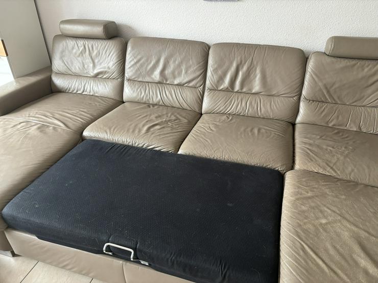 Bild 3: Echtleder Couch mit Schlaffunktion