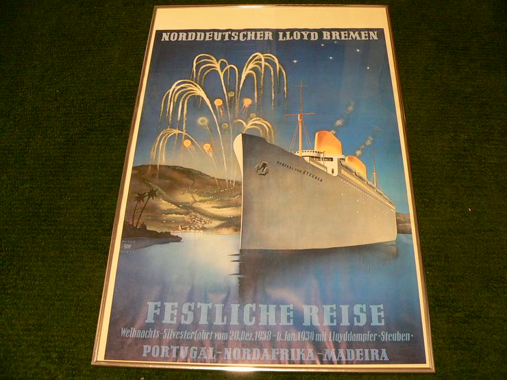 Bild 1: Bild - Poster Norddeutscher LLoyd Bremen Weihnachts Silvesterfahrt  20.12.1938 bis 06.01.1939 VB