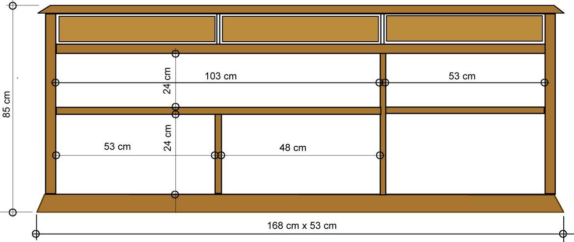 Bild 2: Sideboard (3 türig, 3 Schubladen) Eiche rustikal