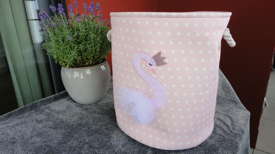 Kinder Aufbewahrungskorb mit Schwanenmotiv rosé