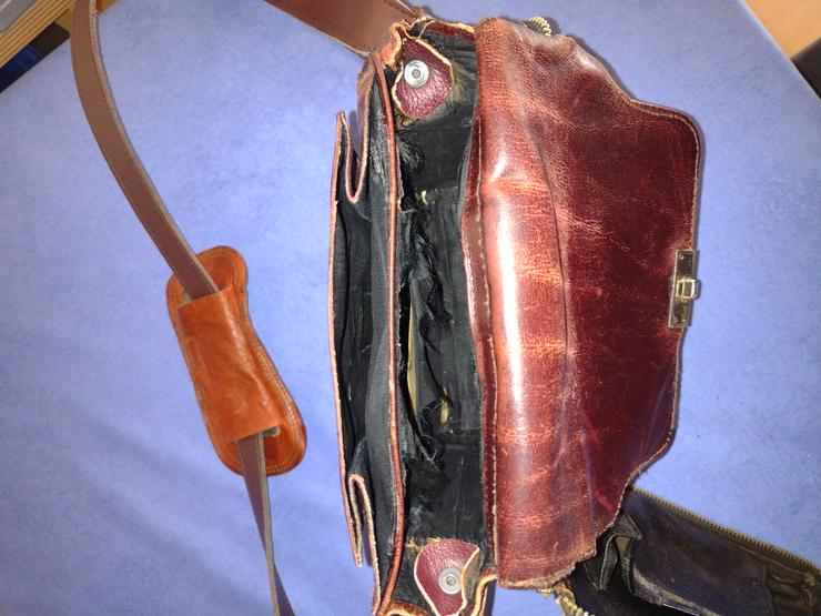  Herren Pfeifen Umhänge Tasche, Leder, rot, 3 Fächer, Innentasche für Tabak + Reiniger, gebraucht - Weitere - Bild 6