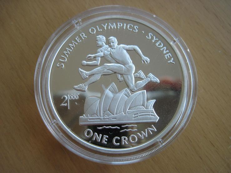 Silbermünze 1 Crown XXVII. Olympische Sommerspiele 2000 Sydney Isle of Man