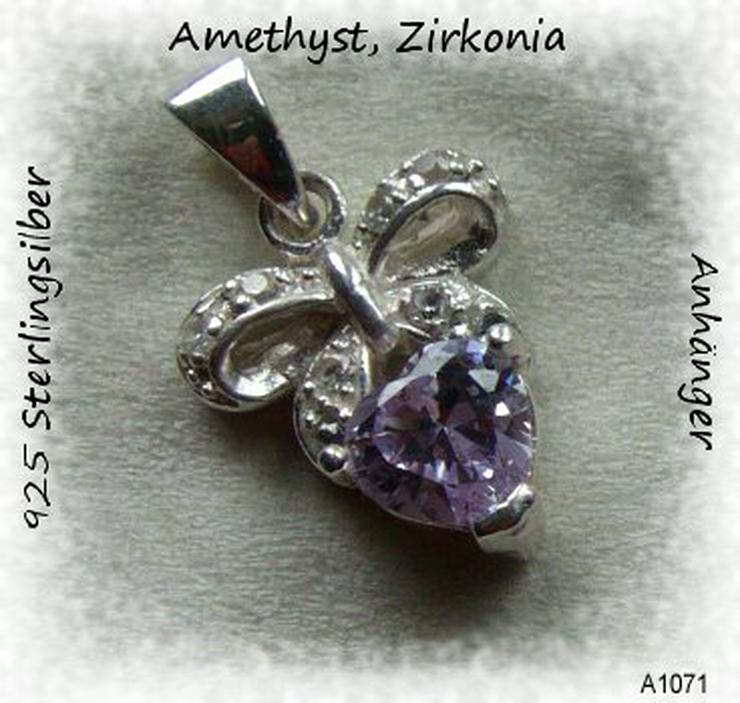 Herzanhänger, 925 Silber, Amethyst, Weistopas