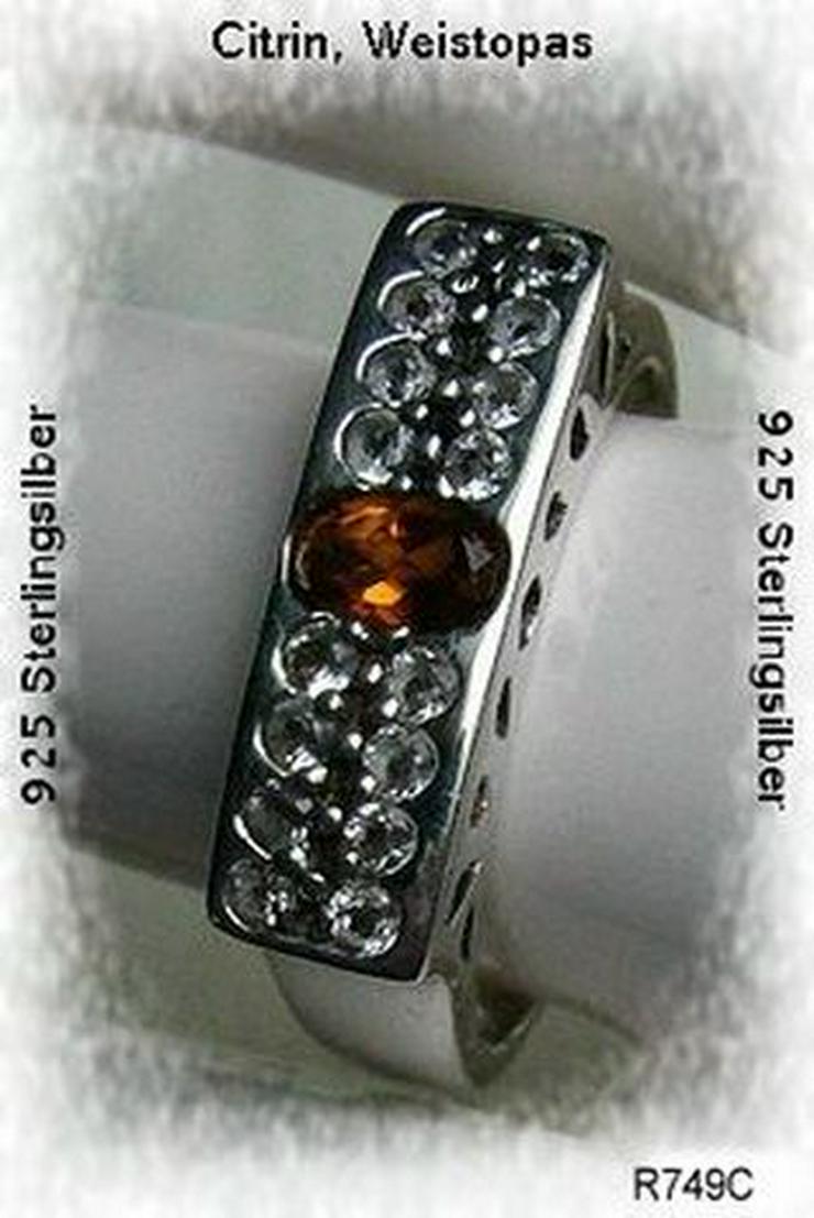 Ring 925 Silber mit gefassten Citrin und Weistopasen - Ringe - Bild 6