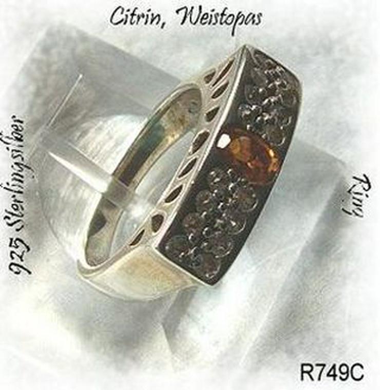 Ring 925 Silber mit gefassten Citrin und Weistopasen - Ringe - Bild 2