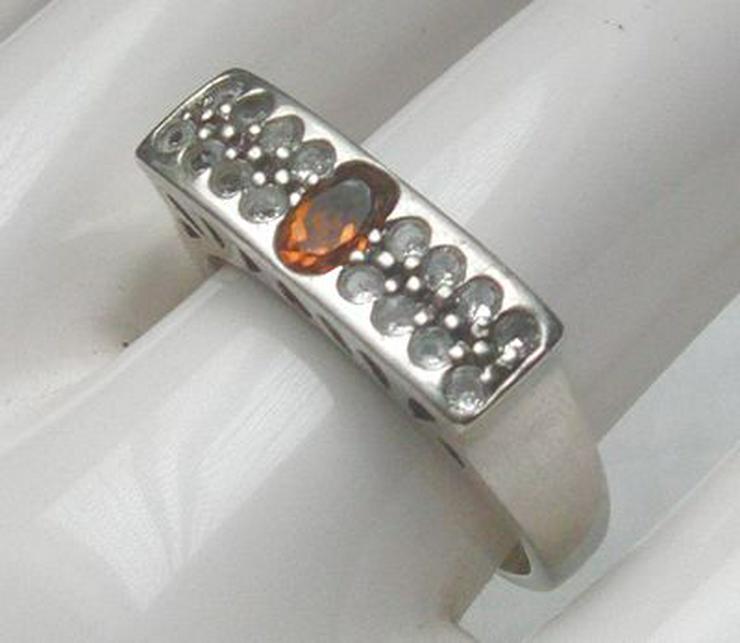 Ring 925 Silber mit gefassten Citrin und Weistopasen - Ringe - Bild 5