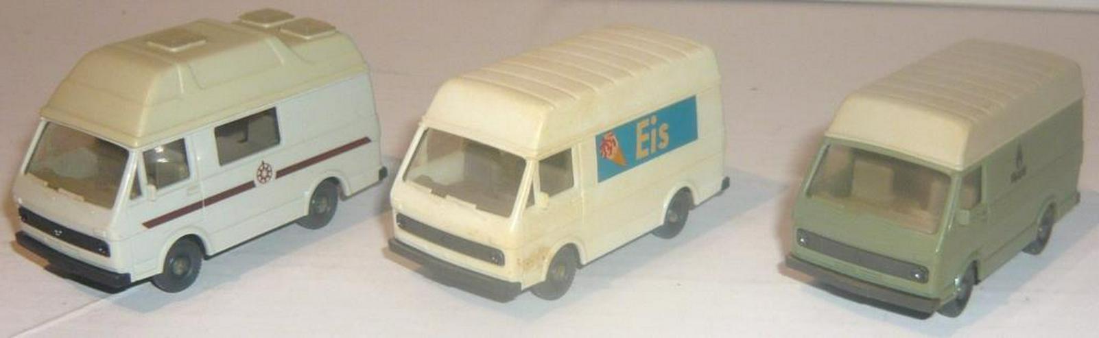 Bild 2: Wiking alt 1:87 3x VW LT Wohnmobil Sven Hedin Eiswagen Gas