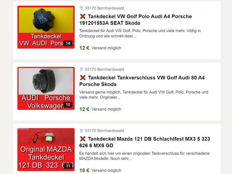 Bild 10: ❌ Tankdeckel VW Golf 2 3 4 Passat Polo Audi A4 A6 Tankverschluss