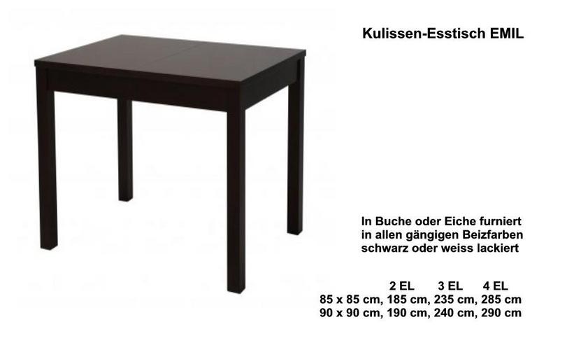 Kulissen-Esstisch, Grundform quadratisch, 85 x 85 cm, 90 x 90 cm