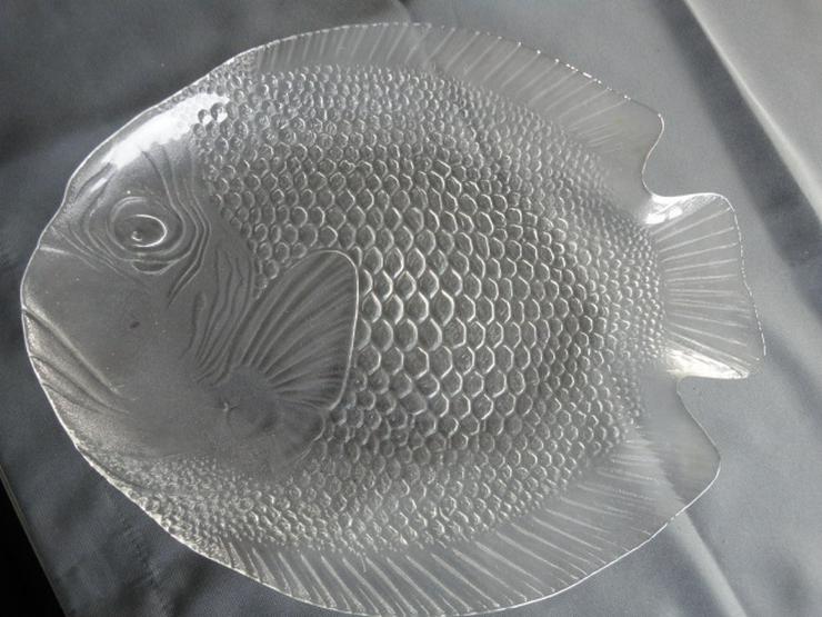 Arcoroc-Fischteller, groß, Glas Fischplatte, Servierplatte, Fischdesign, neuwertig