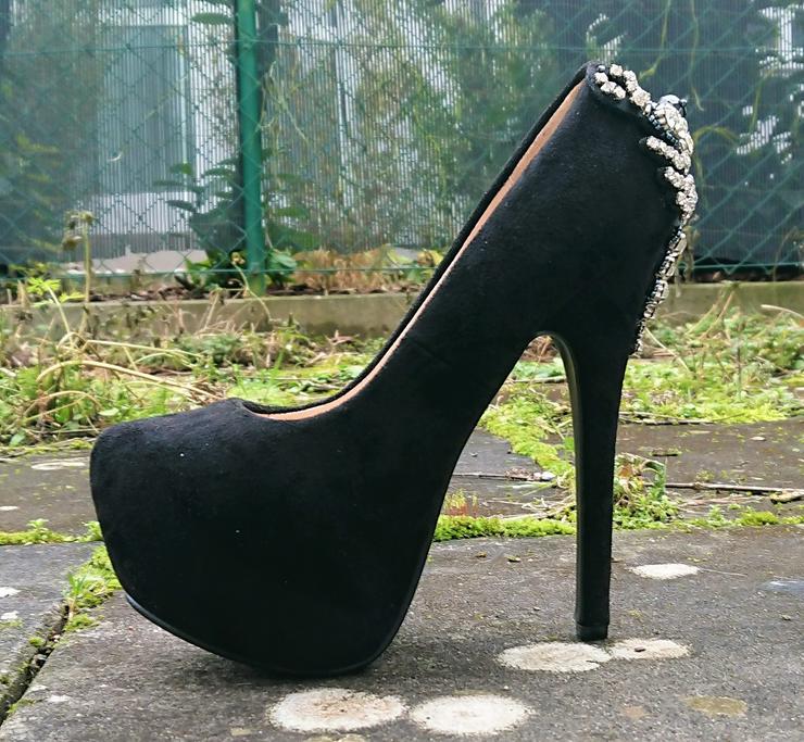 Bild 4: Gr. 37, sexy High Heels Plateau Pumps mit GLITZER, Strass, Steinchen ( Sergio Todzi )