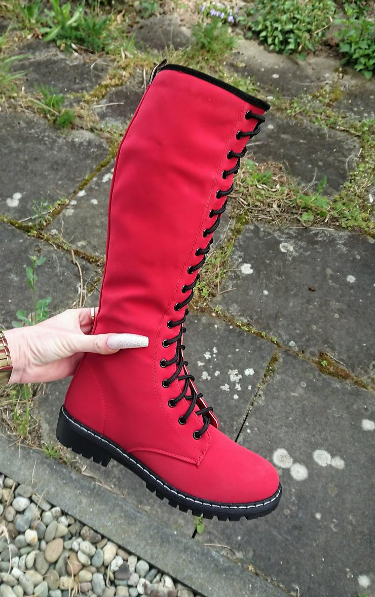 Bild 6: Gr. 37, sexy Schnür- Stiefel, rot, mit Reißverschluß ( von Seastar )