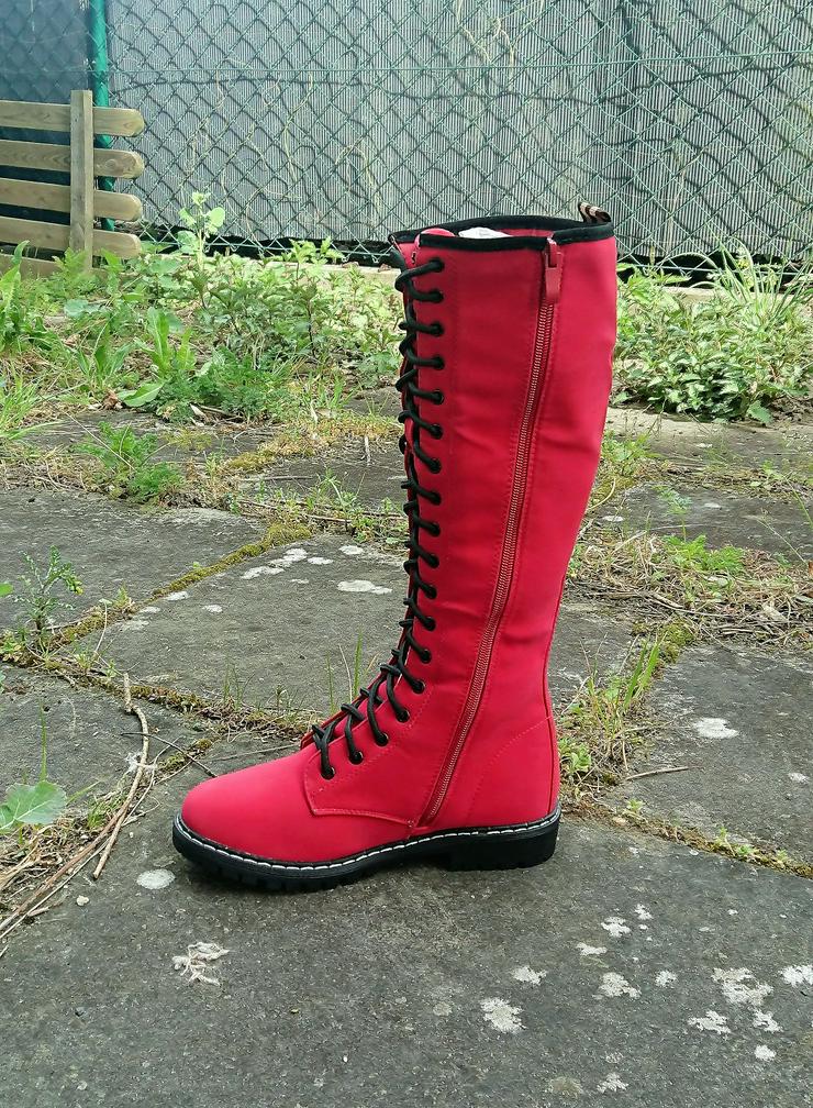 Bild 3: Gr. 37, sexy Schnür- Stiefel, rot, mit Reißverschluß ( von Seastar )