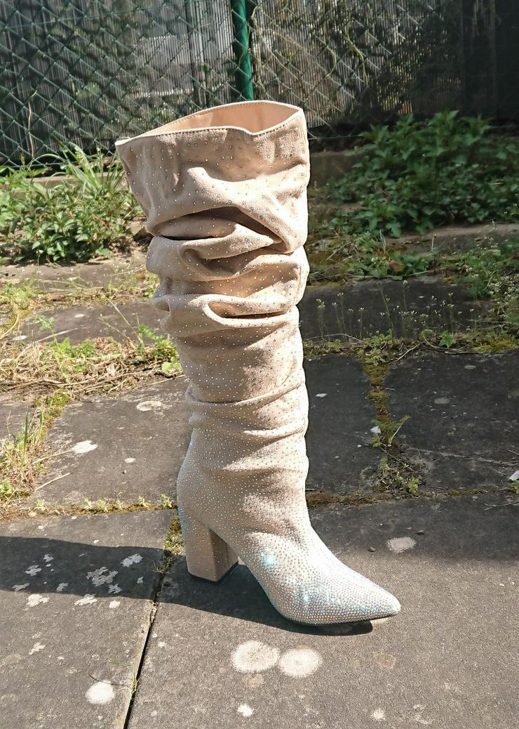 Bild 15: Gr. 38 + 40, sexy High Heels Stiefel, GLITZER, beige ( Sergio Todzi ) bling-bling ohne Ende