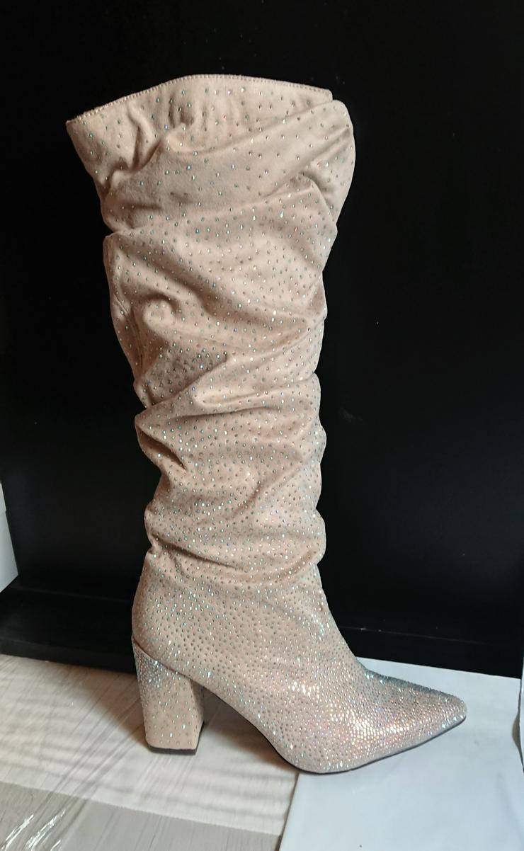 Bild 3: Gr. 38 + 40, sexy High Heels Stiefel, GLITZER, beige ( Sergio Todzi ) bling-bling ohne Ende