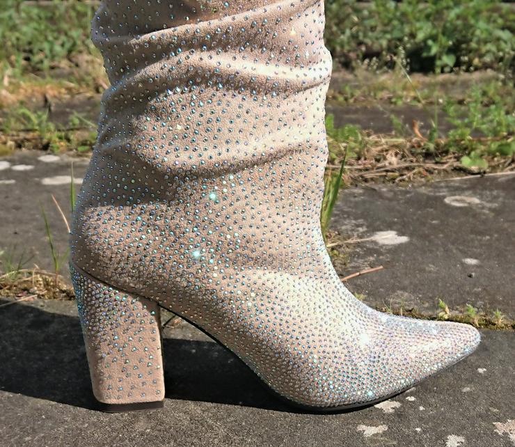 Bild 6: Gr. 38 + 40, sexy High Heels Stiefel, GLITZER, beige ( Sergio Todzi ) bling-bling ohne Ende