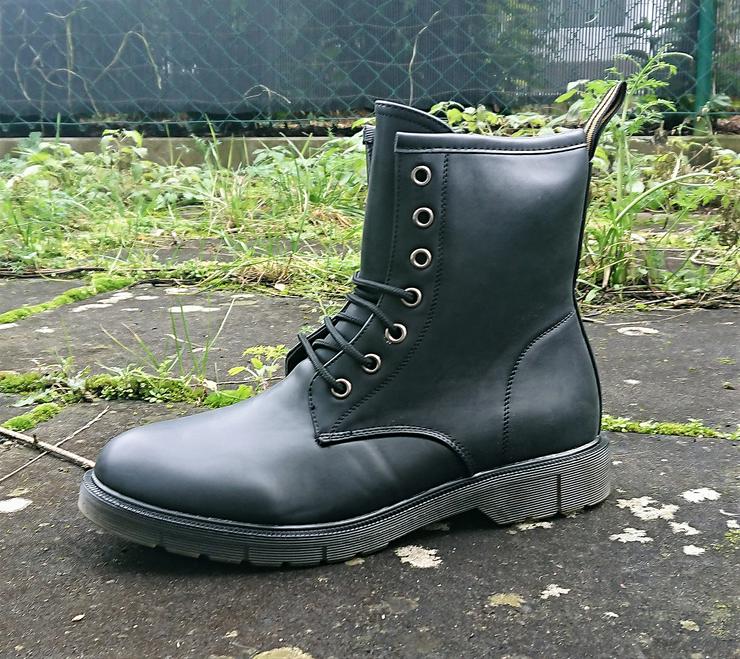 Bild 7: Gr. 42, Schnür- BOOTS / Stiefeletten mit Reißverschluß - Kunstleder schwarz