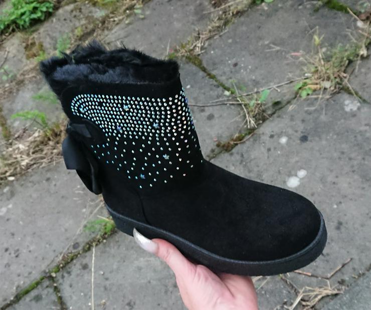 Bild 5: Gr. 37 - 39, kuschelig warm gefütterte Cosy Boots, GLITZER, schwarz