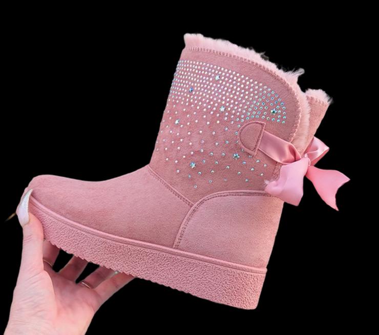 Gr. 38, kuschelig warm gefütterte Cosy Boots, GLITZER, rosa - Größe 38 - Bild 1