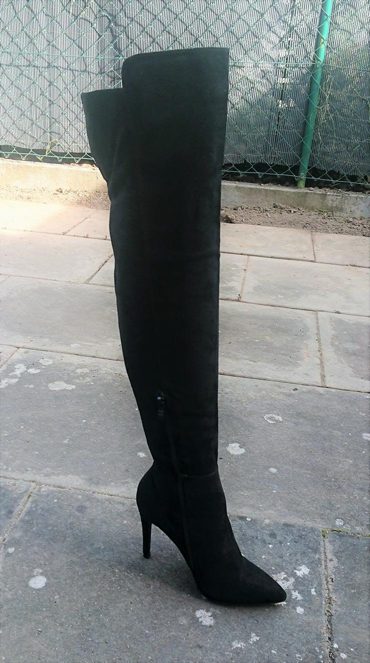 Bild 9: Gr. 36 - 39, sexy High Heels Overknee Stiefel mit GLITZER Strass - Eyecatcher !!