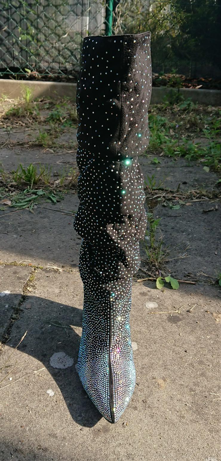 Bild 6: Gr. 38 + 40, sexy High Heels Stiefel, GLITZER schwarz ( Sergio Todzi ) bling-bling ohne Ende