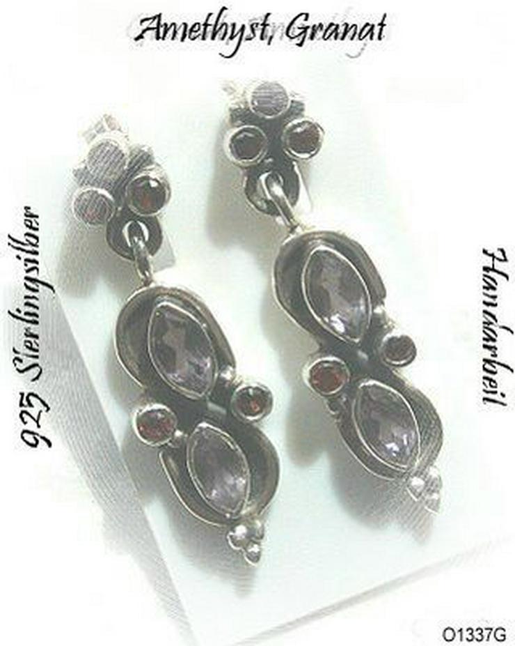 Bild 5: Ohrringe, 925 Silber mit Amethyst, Granat