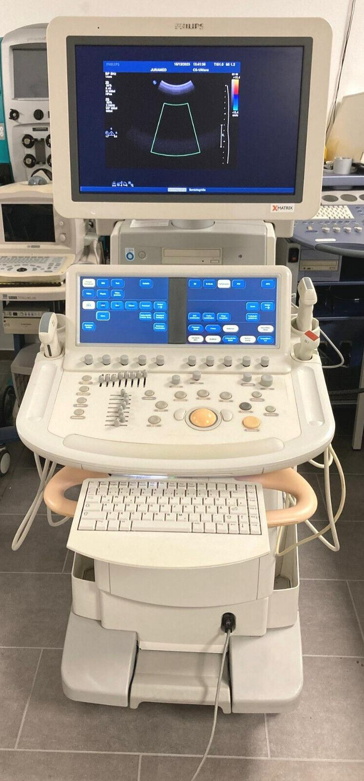 Bild 3: Farbdoppler Philips iE33 Ultraschallgerät mit 3 Sonden und Stiftsonde