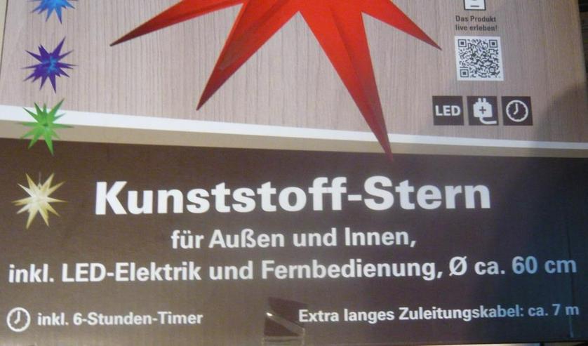 Bild 7: Faltbarer Kunststoffstern außen und innen 60 cm LED Timer neu