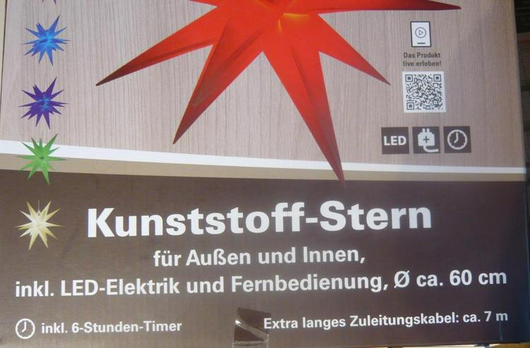 Bild 4: Faltbarer Kunststoffstern außen und innen 60 cm LED Timer neu