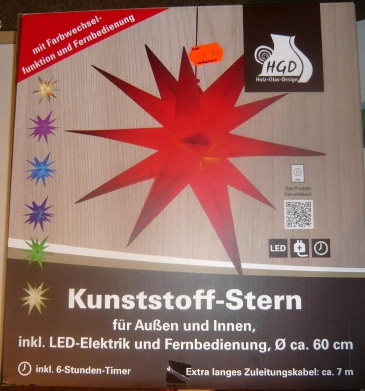 Faltbarer Kunststoffstern außen und innen 60 cm LED Timer neu