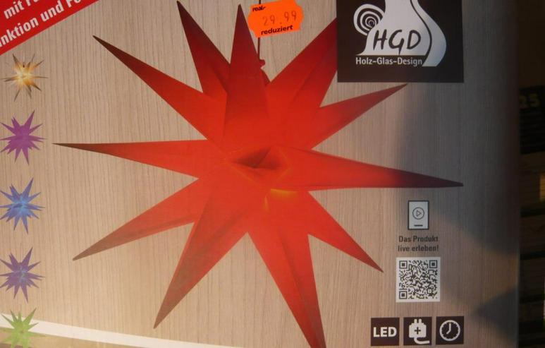 Bild 5: Faltbarer Kunststoffstern außen und innen 60 cm LED Timer neu