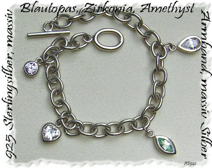 Bettelarmband mit steinbesetzten Anhängern, 925 silber