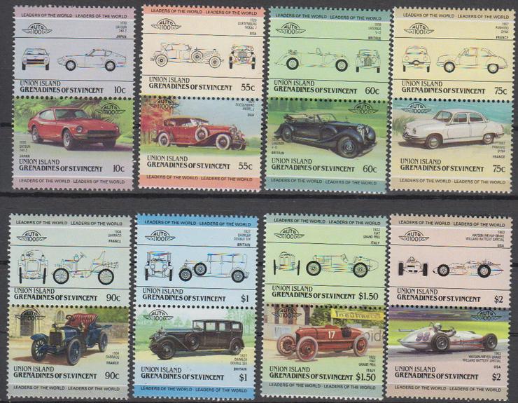 16 Briefmarken Autos (mot025) - Satz