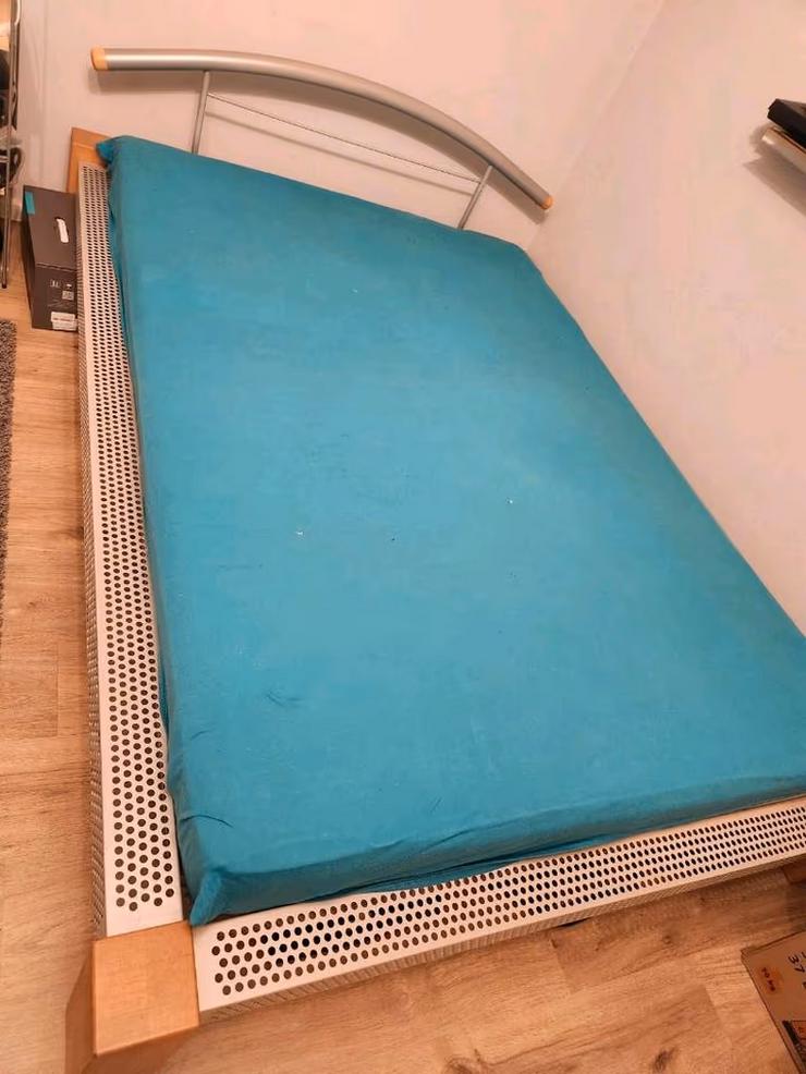 Metallbett Farbe Grau 140 x 200 cm mit Lattenrost 140x200 cm - Betten - Bild 1