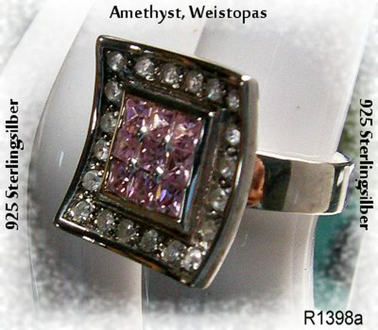 Ring, 925 Silber mit Topas und Amethyste