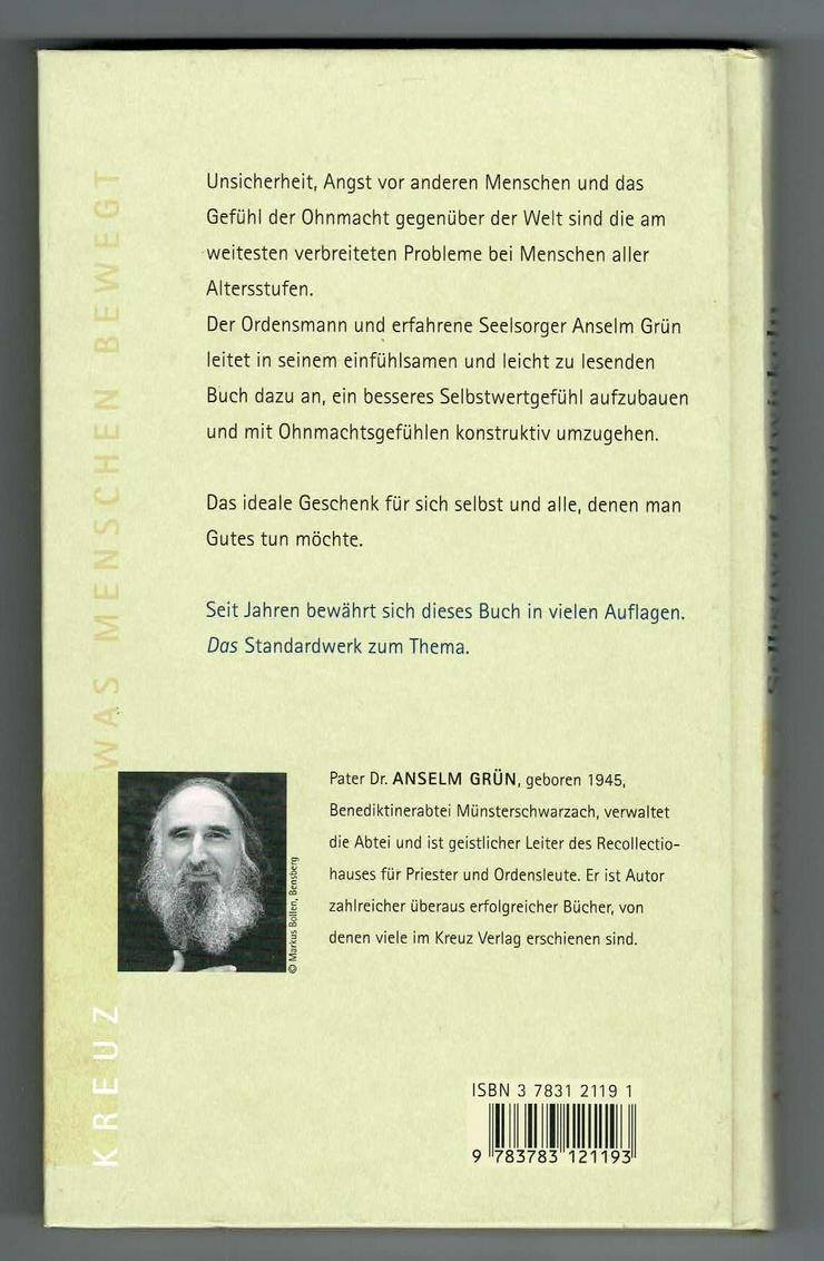 Bild 2: Anselm Grün - Selbstwert entwickeln - Ohnmacht meistern. Spirituelle Wege zum inneren Raum (geb. Ausg. 2002) *neuwertig*