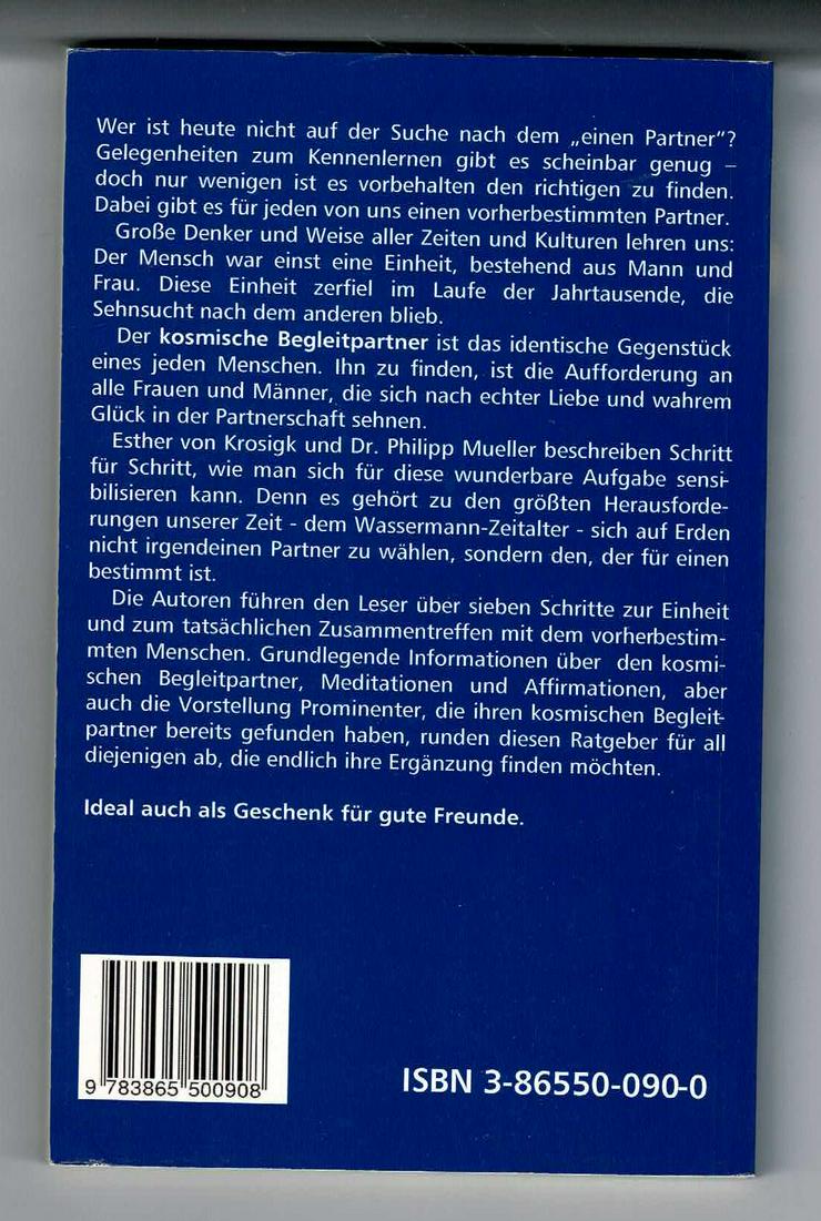 Bild 2: Krosigk & Mueller - Du bist nicht allein auf Erden. Wie wir alle unseren kosmischen Begleitpartner finden (TB 2005) *ungelesen/neuwertig*