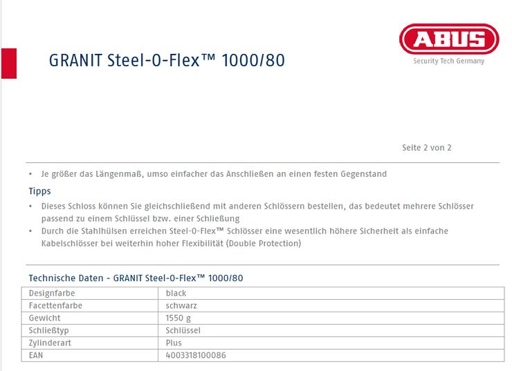 Bild 14: ABUS Steel-O-Flex Fahrrad- Zweirad- Kabelschloss 