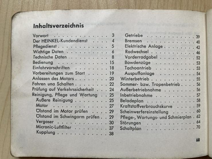 Bild 7: Bedienungsanl. Handbuch Heinkel Roller Tourist 175 ccm 103 A-1