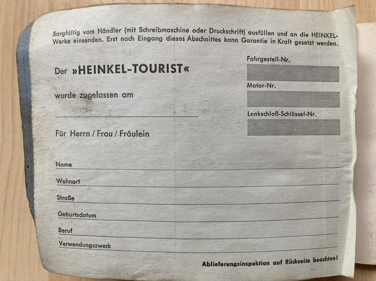 Bild 3: Bedienungsanl. Handbuch Heinkel Roller Tourist 175 ccm 103 A-1
