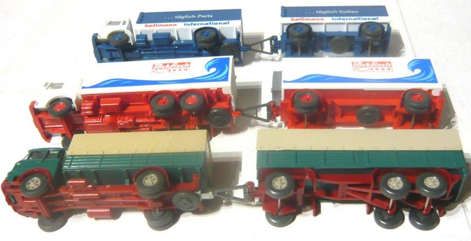 Bild 5: Wiking alt 1:87 3x Lastzug Krupp 806 MAN Hellmann Packfisch