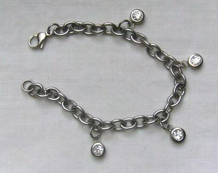 Bettelarmband mit Zirkoniaanhängern, massiv Edelstahl