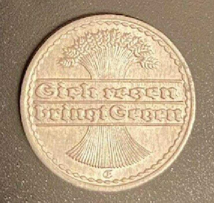 Bild 2:  50 Pfennig Münze von 1922 „E“ Weimarer Republik Kursmünze