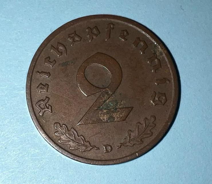 2 Reichspfennig 1939 „D“ Kursmünze Deutsches Reich 2. Weltkrieg - Deutsche Mark - Bild 1