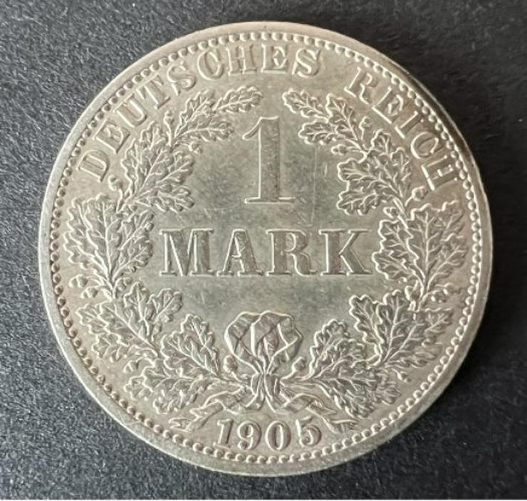 Bild 1:  1 Mark Münze 1905 "A" Kursmünze Kaiserreich Deutsches Reich Silbermünze