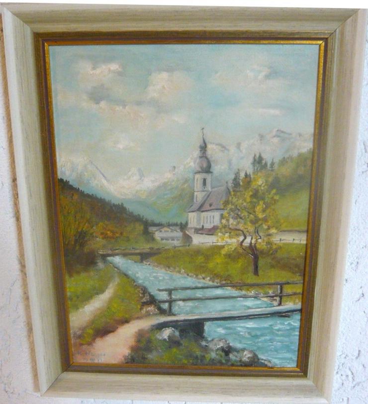Bild 3: Ölgemälde Bild "Kirche in der Ramsau" gerahmt 47 x 37 cm