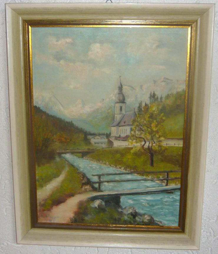 Bild 2: Ölgemälde Bild "Kirche in der Ramsau" gerahmt 47 x 37 cm