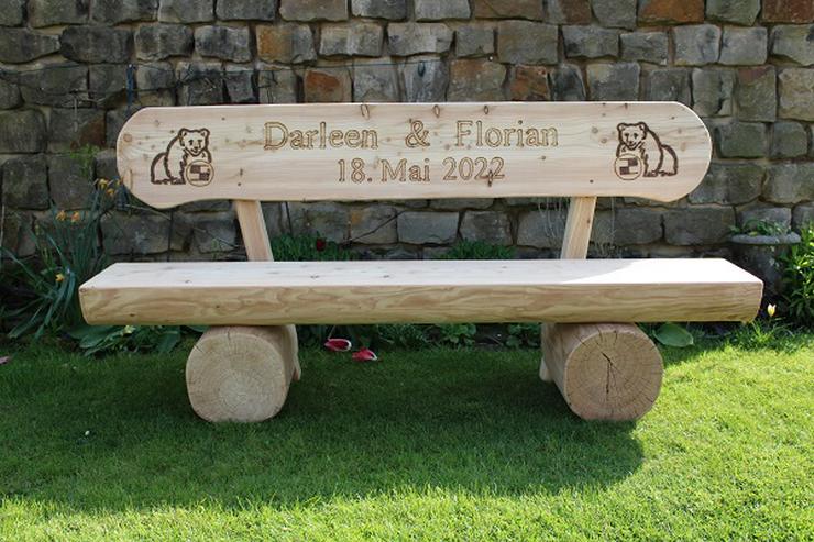 Bild 3: Gartenbank mit Gravur. Hochzeitsgeschenk. Rentners Geschenk